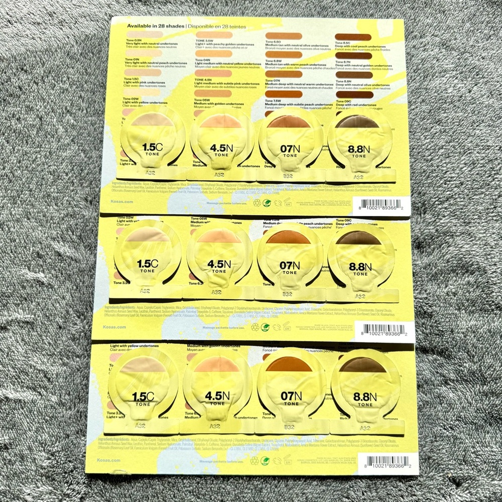 KOSAS REVEALER CONCEALER with Daytime Eye Cream SAMPLES 1.5C 4.5N 07N 8.8N Tone
